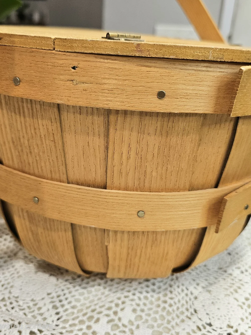 Anniversary Edition Natural Wood Gathering Basket with Lid Peterboro 1854-2004